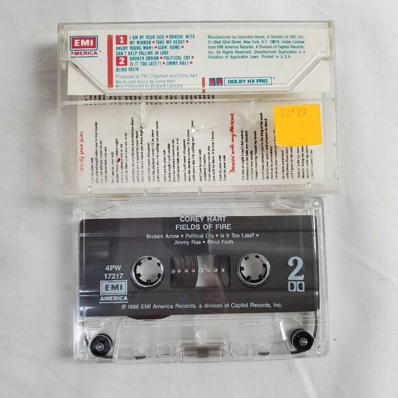 Corey Hart – Fields of Fire Cassette Album 1986 EMI America Pop Rock - Picture 2 of 2